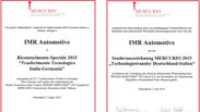 Mercurio Award: Special Recognition in 2015 to IMR Automotive SpA 